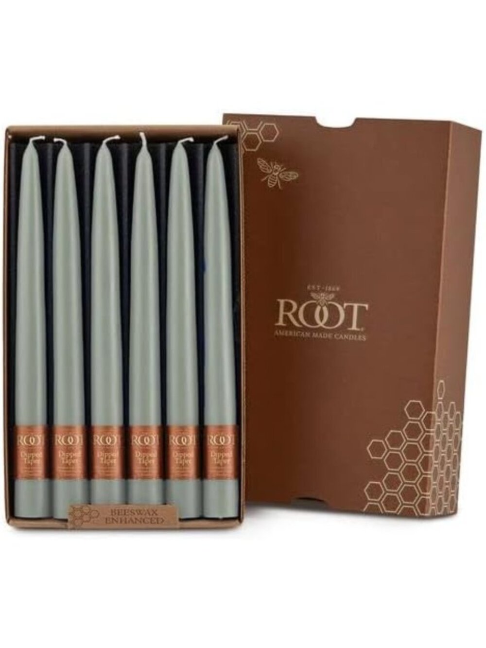 12-Count Unscented Dripless Taper Candles - 9-Inch Beeswax Set in Sage Green